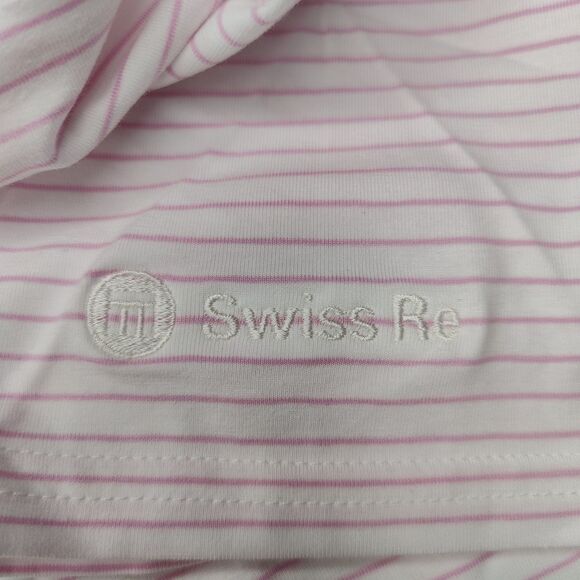Holderness Bourne Polo Size Medium The Egan Pima Shirt Pink Striped Swiss Re New - Picture 8 of 9